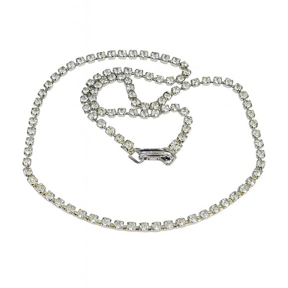 Vintage Signed Avon Rhinestone Bar Necklace & Drop Earring Set - Picture 15 of 15